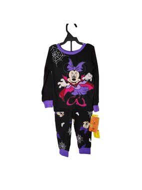 Disney Minnie Mouse Vampire Halloween Pajama Set Long Sleeve Top Pants Size 4